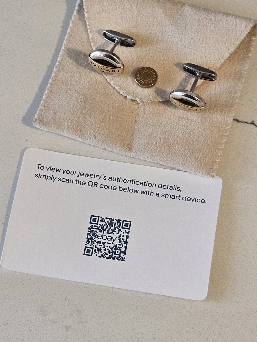 Authentic Bulgari Bvlgari Two-Tone 750 18k Gold & Sterling Silver Cufflinks - Picture 5 of 8